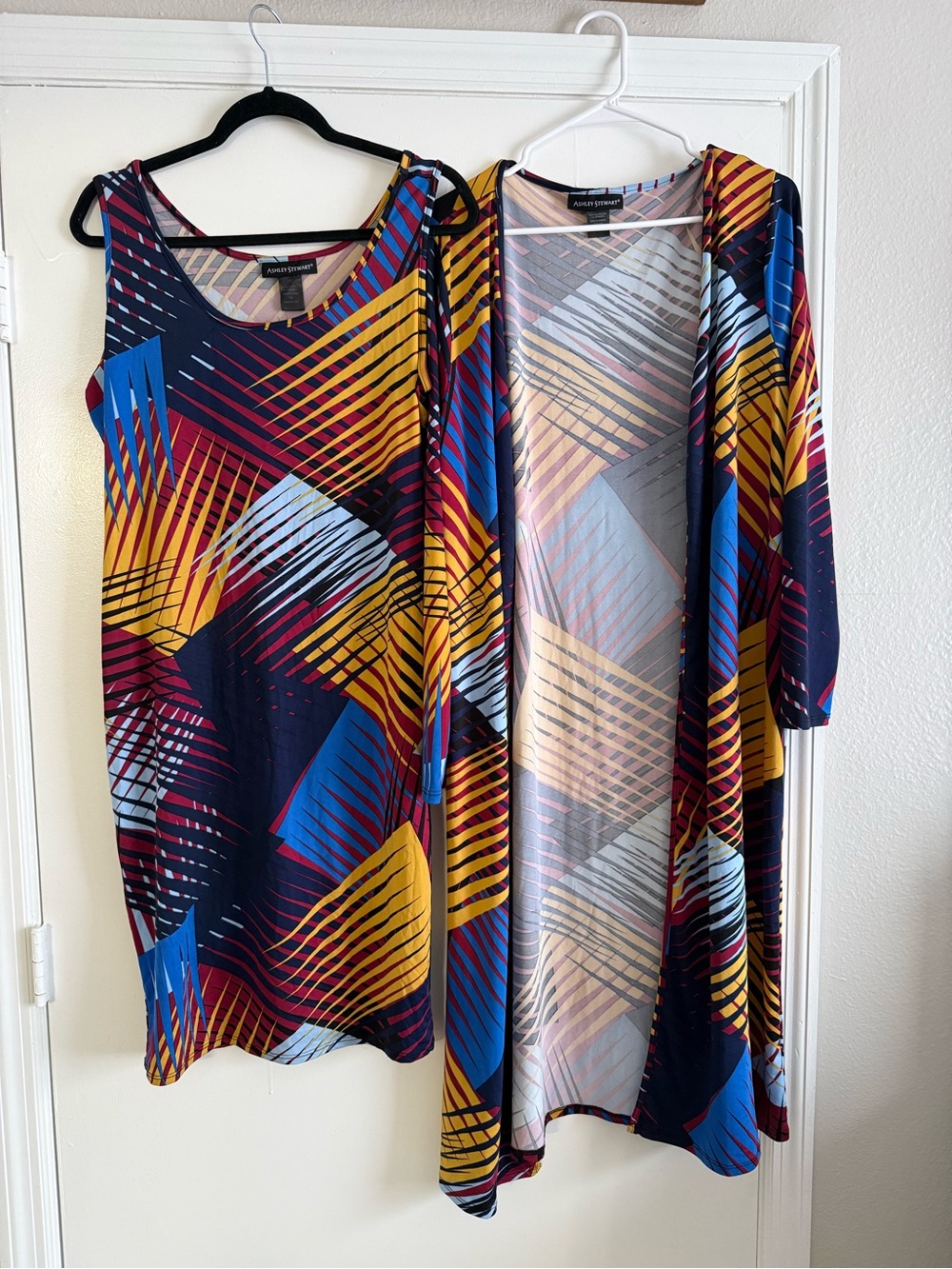 Ashley Stewart 2-Piece Abstract Dress and Duster Set – Size 10/12